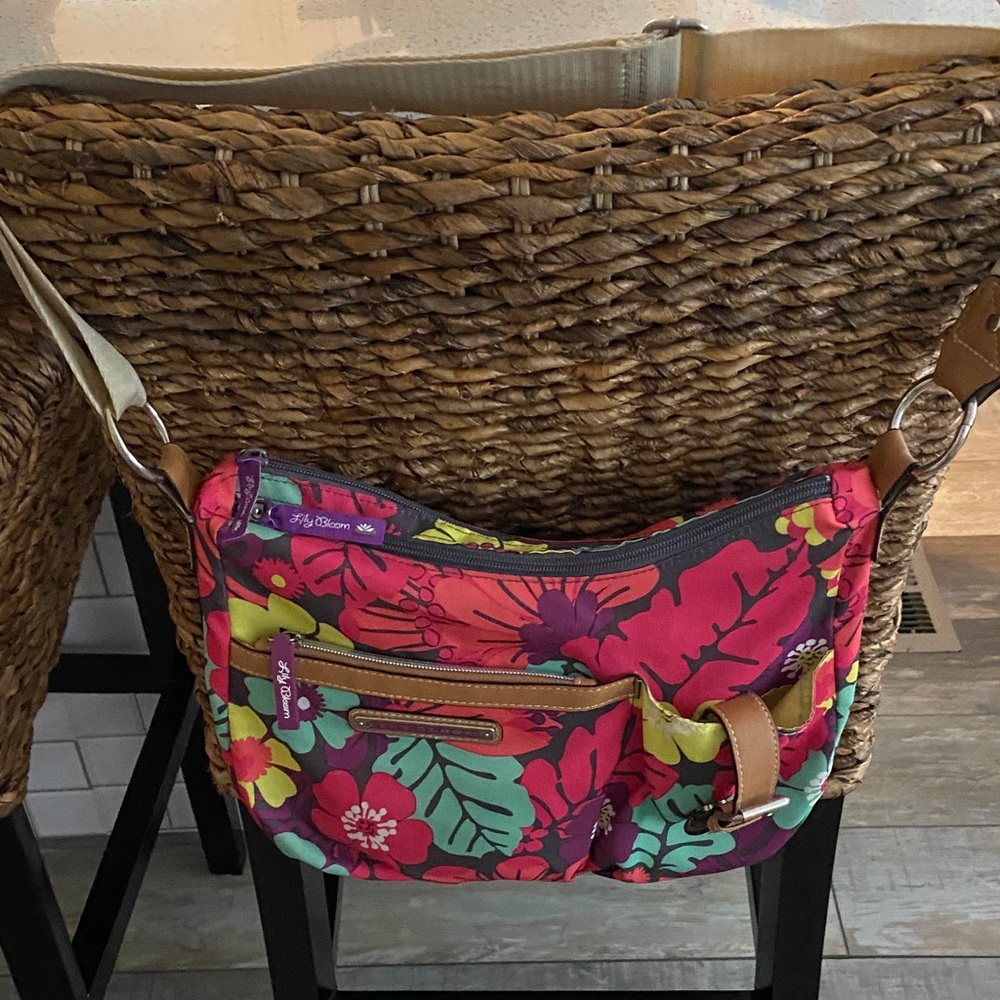 Lily Bloom Pink and Green Floral Crossbody Bag